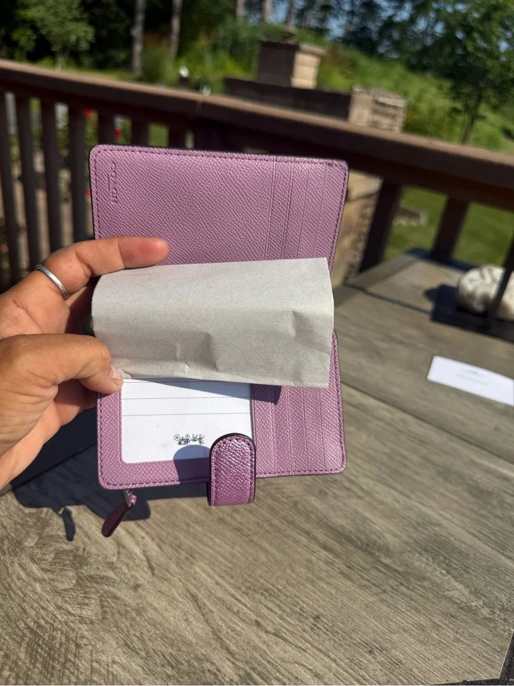 NWT Coach Metallic Lavender Medium Corner Zip Wallet